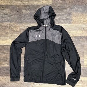 Under Armour Men's Black and Gray Windbreaker Jacket Small